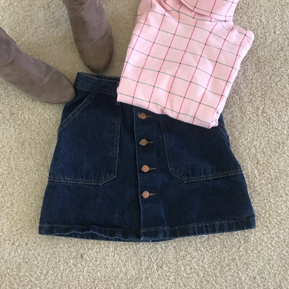 Denim Button Up Skirt | XS